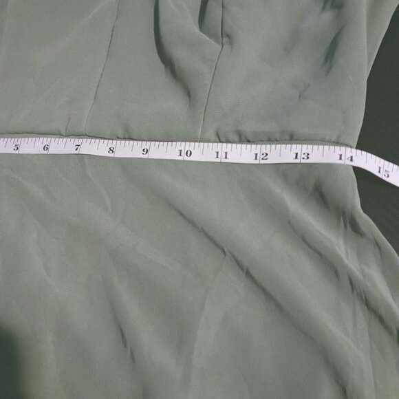 NEW After Six Deep V-Neck Chiffon Maxi Dress in Vineyard‎ Green Size 8 - Picture 11 of 15